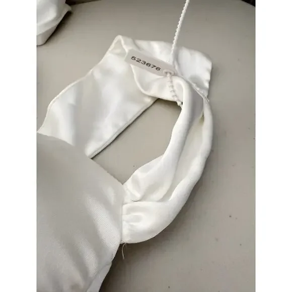 Miss Circle $185 Hedy Sz S White Satin Corset Mini Dress Ruch Mini Slit Silky - Picture 11 of 13